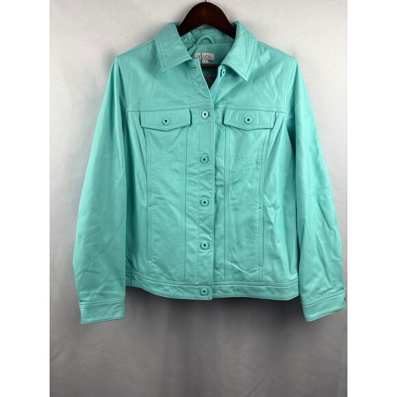 D&Co. Jackets & Blazers - Women’s d&co. Large Teal Leather Jacket.